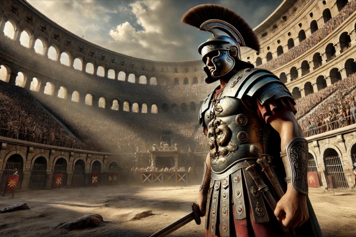 Recreación de un gladiador romano