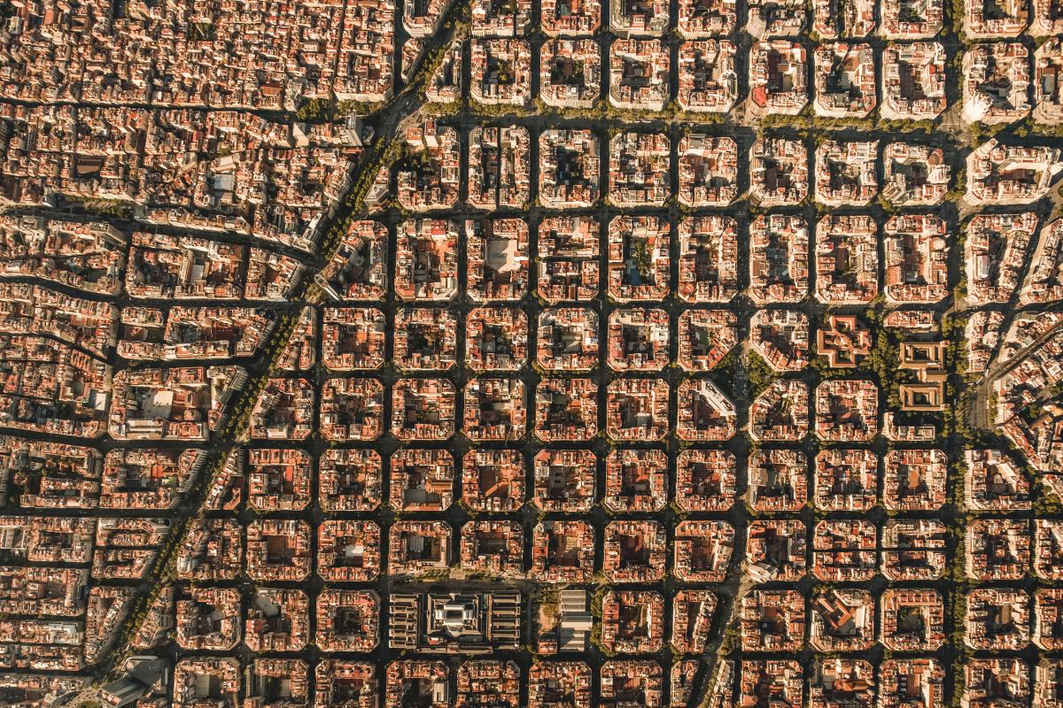 Imagen de archivo de un plano aéreo de la ciudad condal (Barcelona, Cataluña).