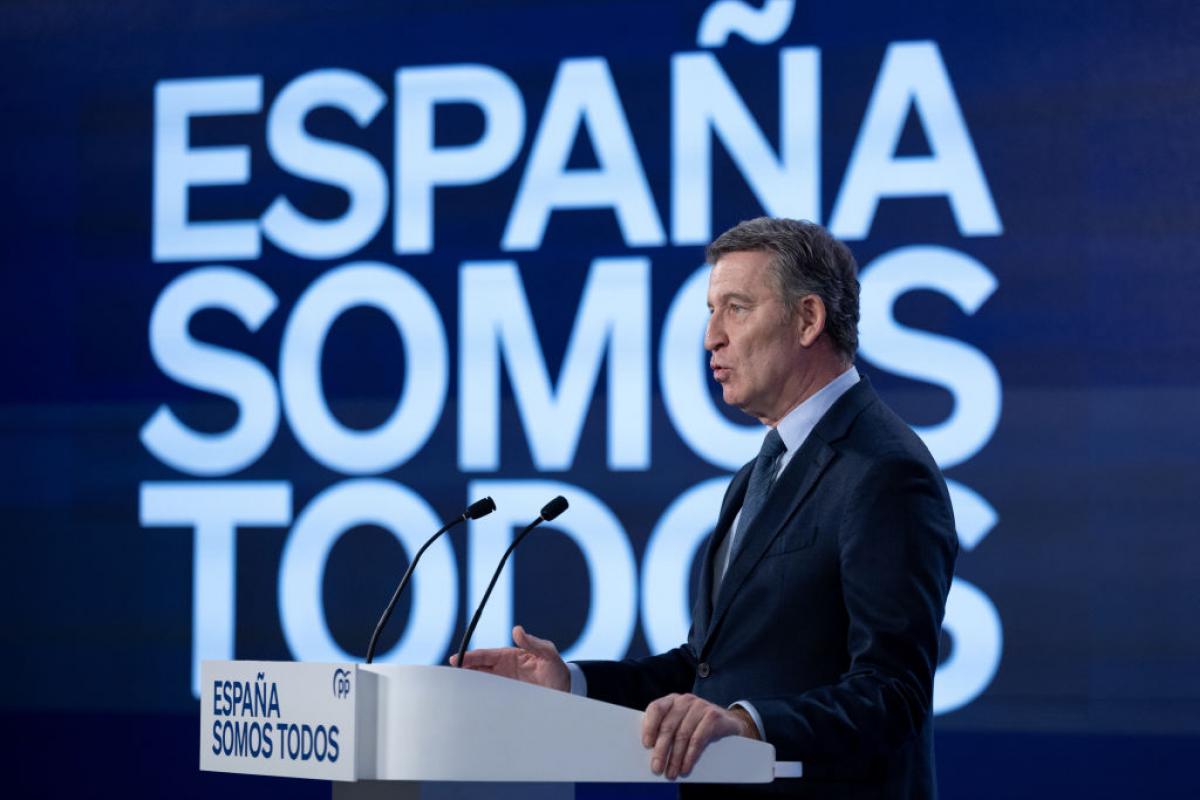 Núñez Feijóo, durante un discurso.