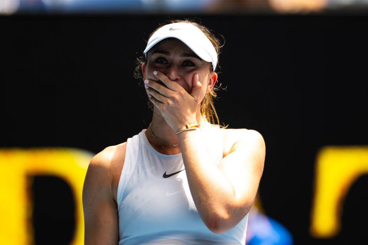 La española Paula Badosa después de acceder a las semifinales de un Grand Slam por primera vez en su carrera.