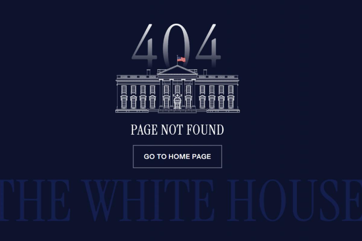 Página 404 de la web de la Casa Blanca