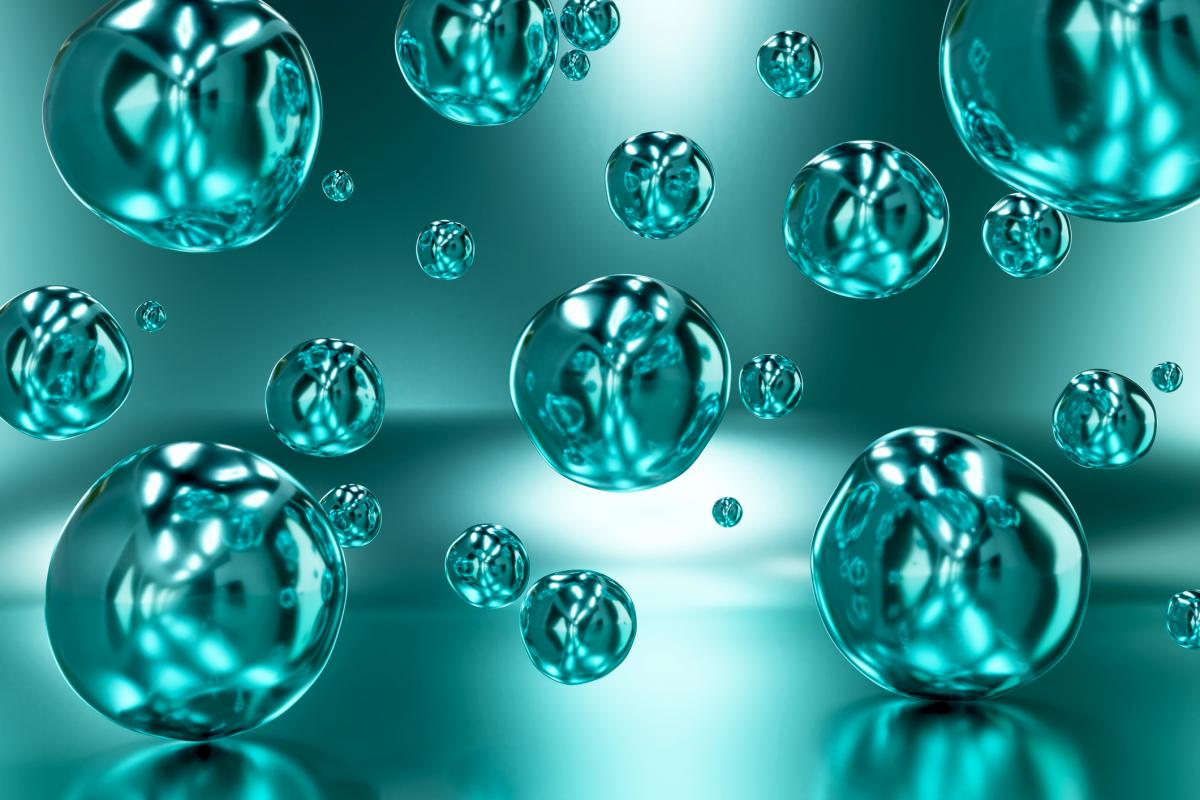 Ilustración digital de gotas de color turquesa.