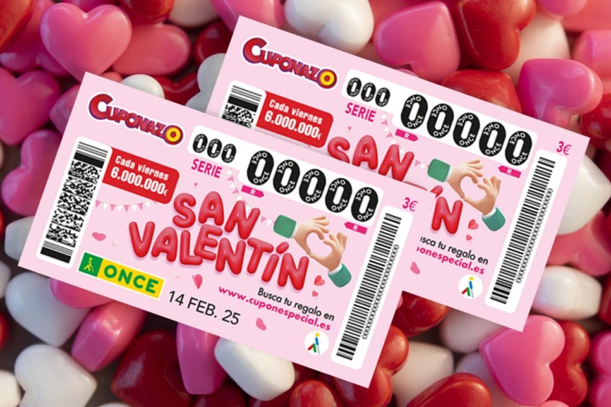 Premios del Cuponazo de San Valentín de la ONCE 2025.