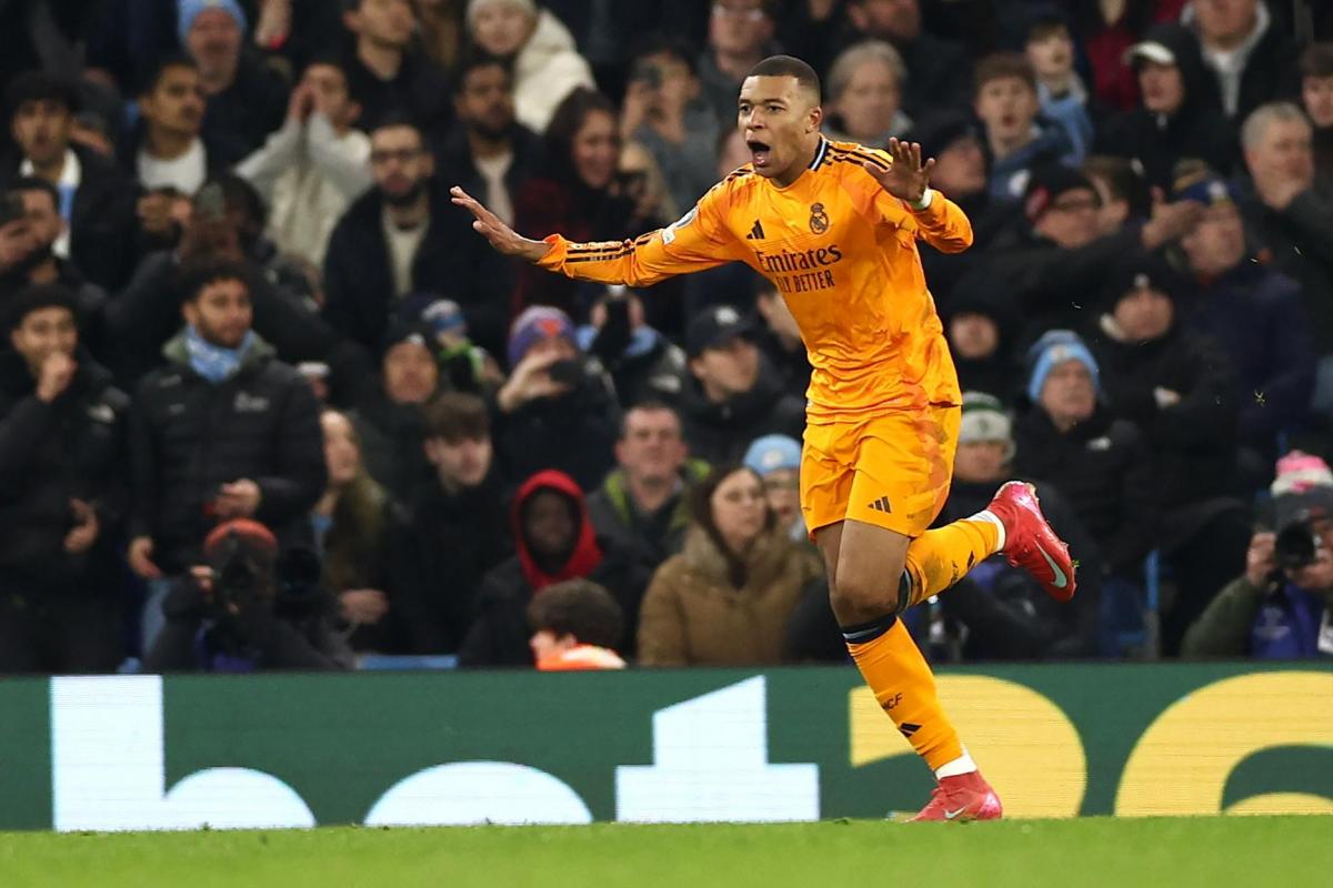 Mbappé celebra el gol del 1-1 ante el Manchester City