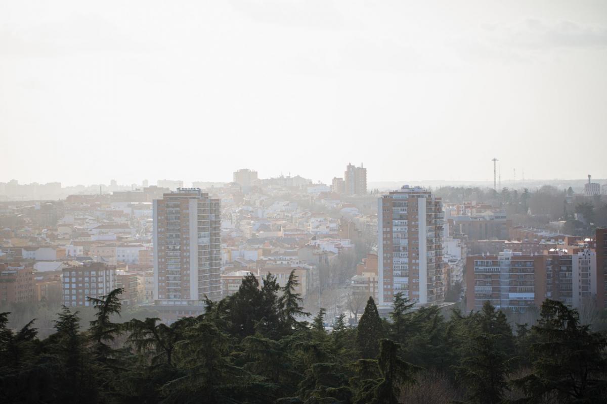 Vistas de Madrid con niebla