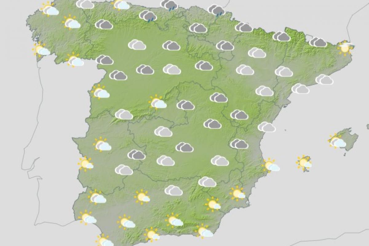 Mapa de previsión de la AEMET para el domingo 16 de febrero.