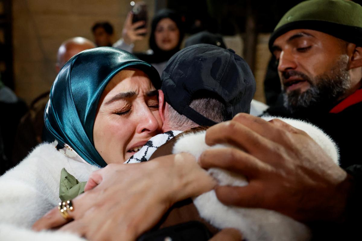 Recibimiento en Ramala de los presos palestinos liberados por Israel.