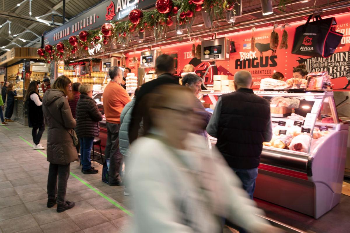 Carnicería en el Mercado de Santa Catalina en Palma.