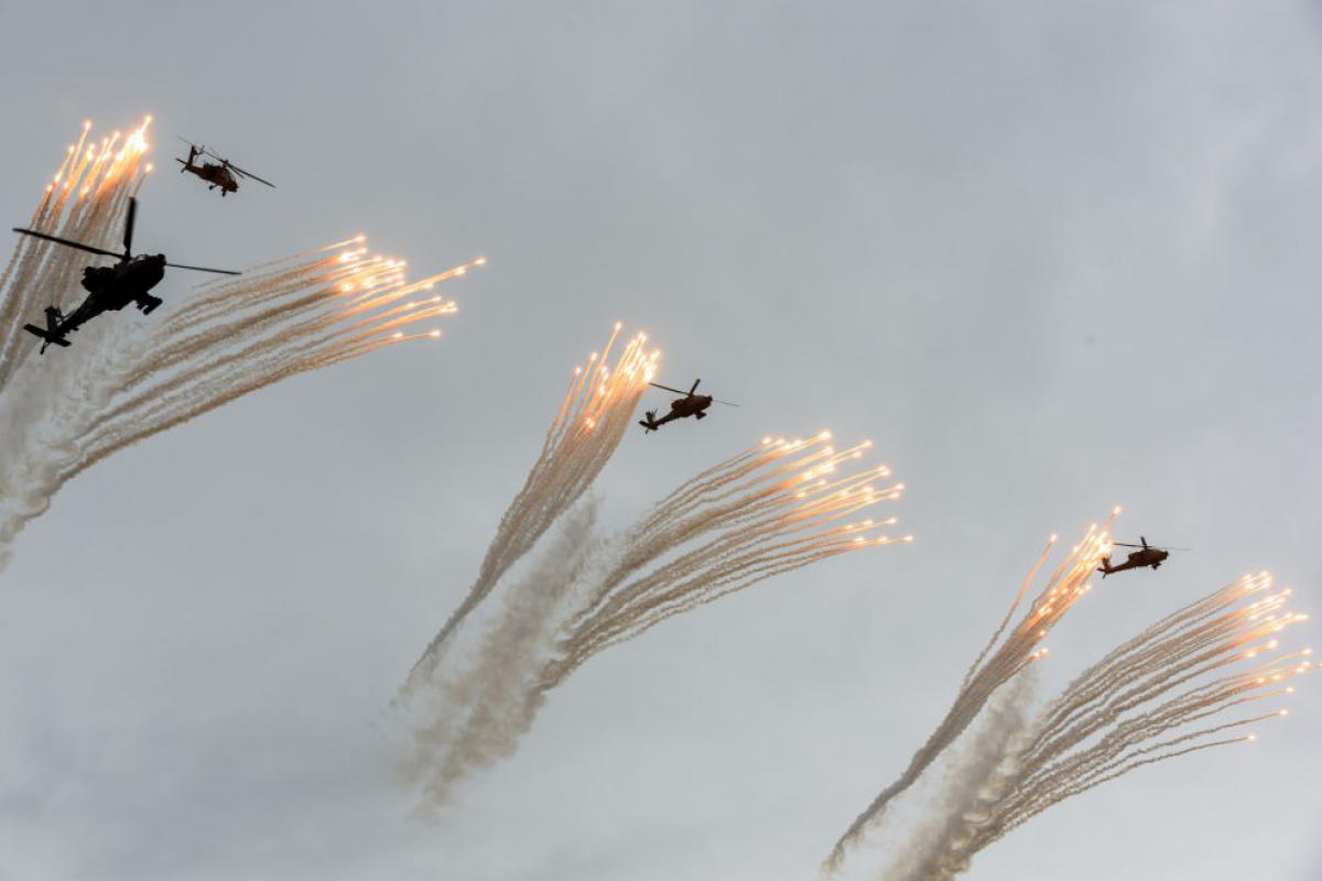 Imagen de archivo de helicópteros AH-64 Apache, la versión del Ejército surcoreano.