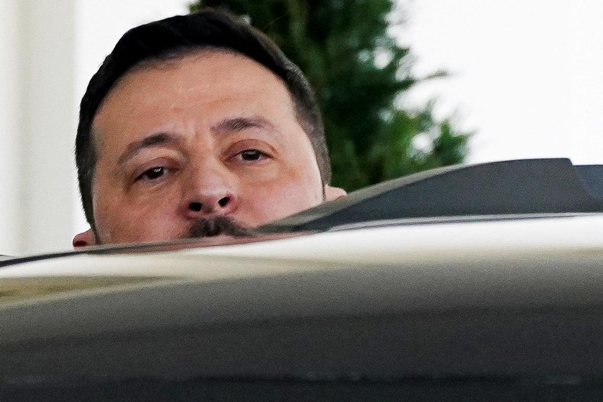 El presidente de Ucrania, Volodimir Zelenski, en la salida de la Casa Blanca