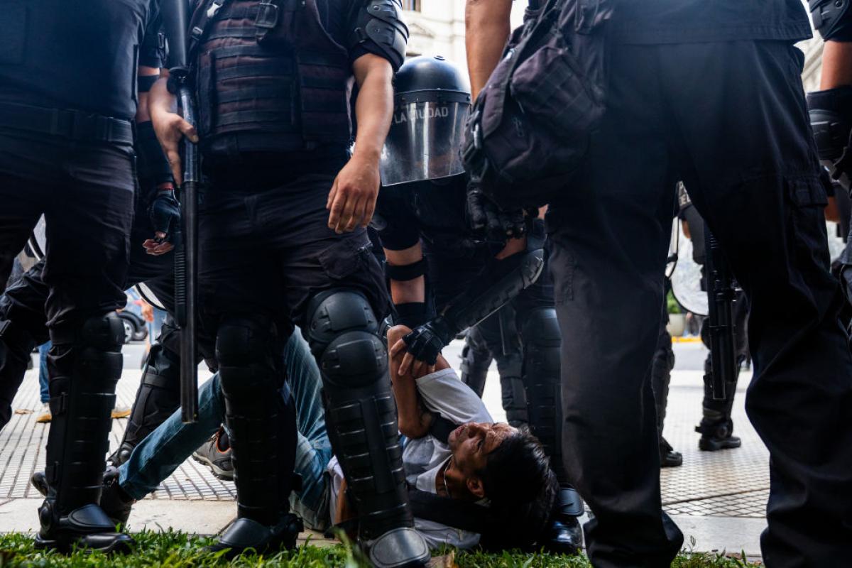 Una manifestante, detenido este miércoles en Buenos Aires.