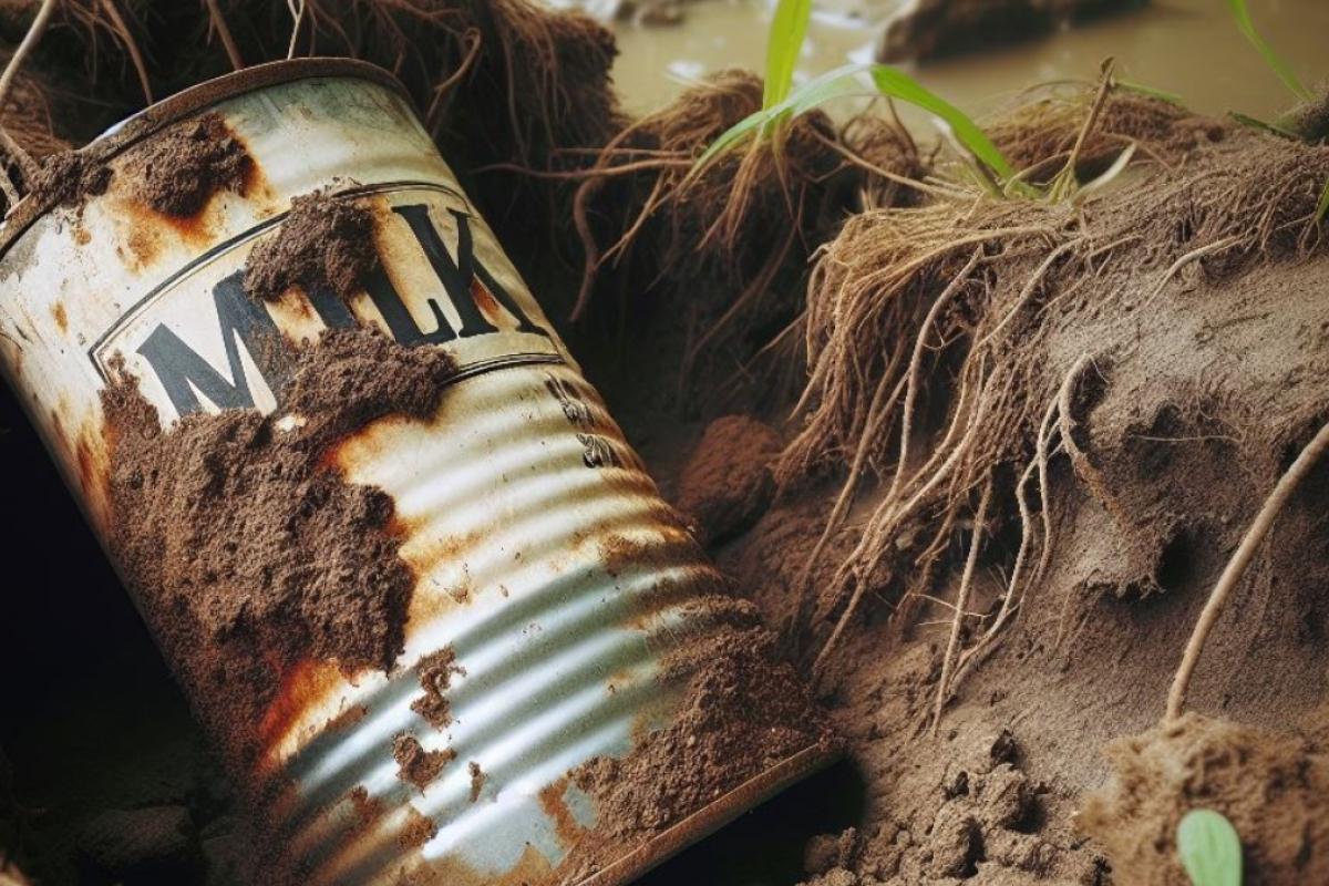 Recreación de una lata de leche oxidada