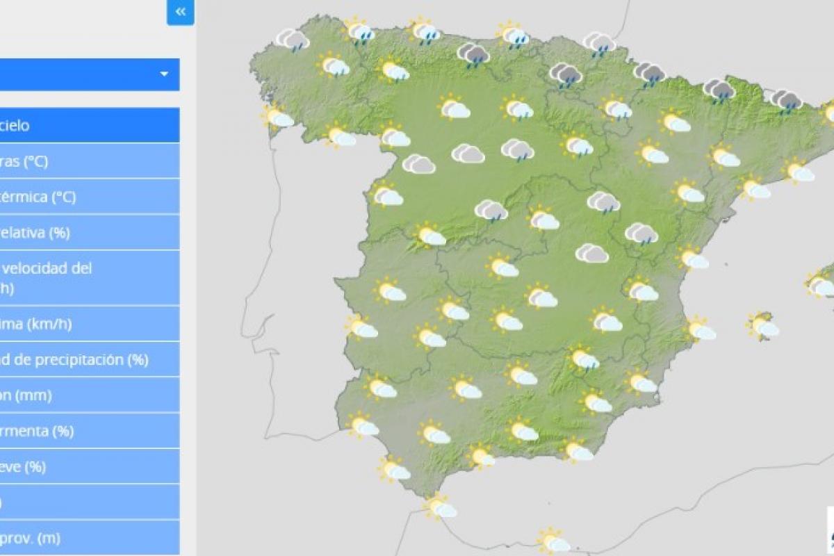 Mapa de previsión de AEMET para la próxima semana