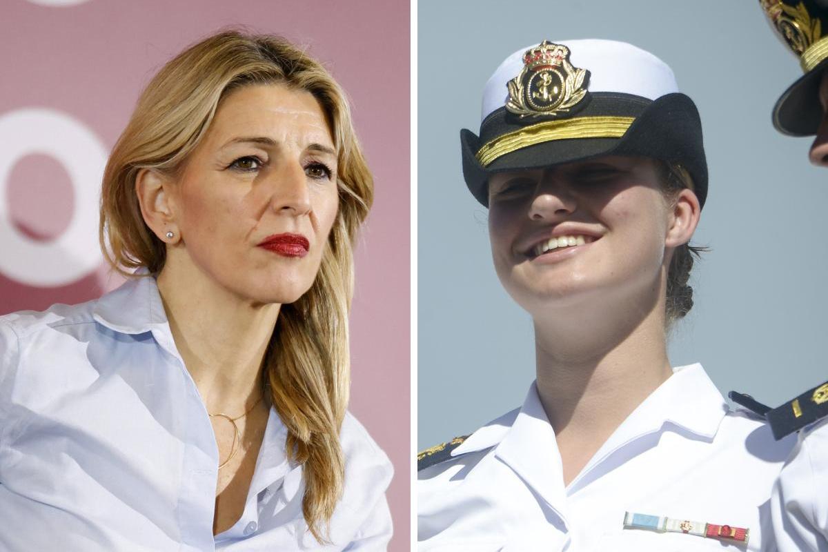 Yolanda Díaz y la princesa Leonor, en sendas imágenes de archivo.