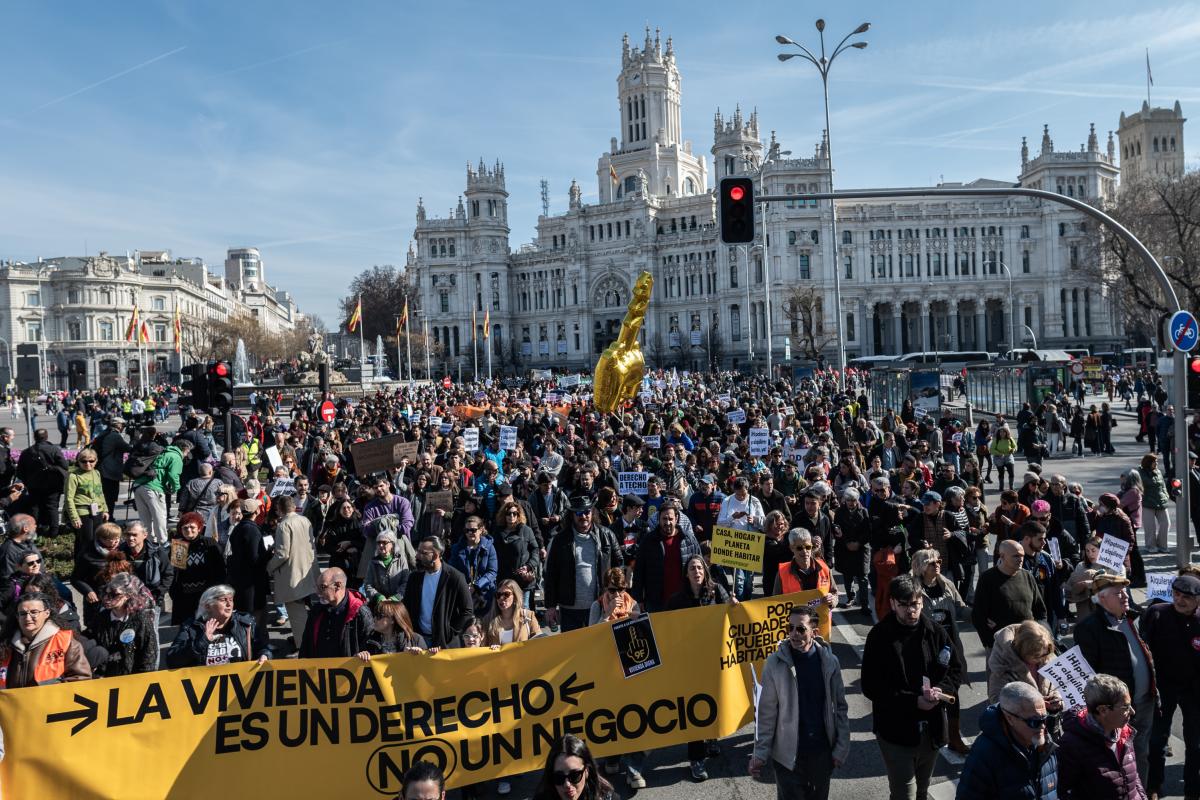 Manifestación por la vivienda en Madrid, celebrada el pasado mes de febrero de 2025.