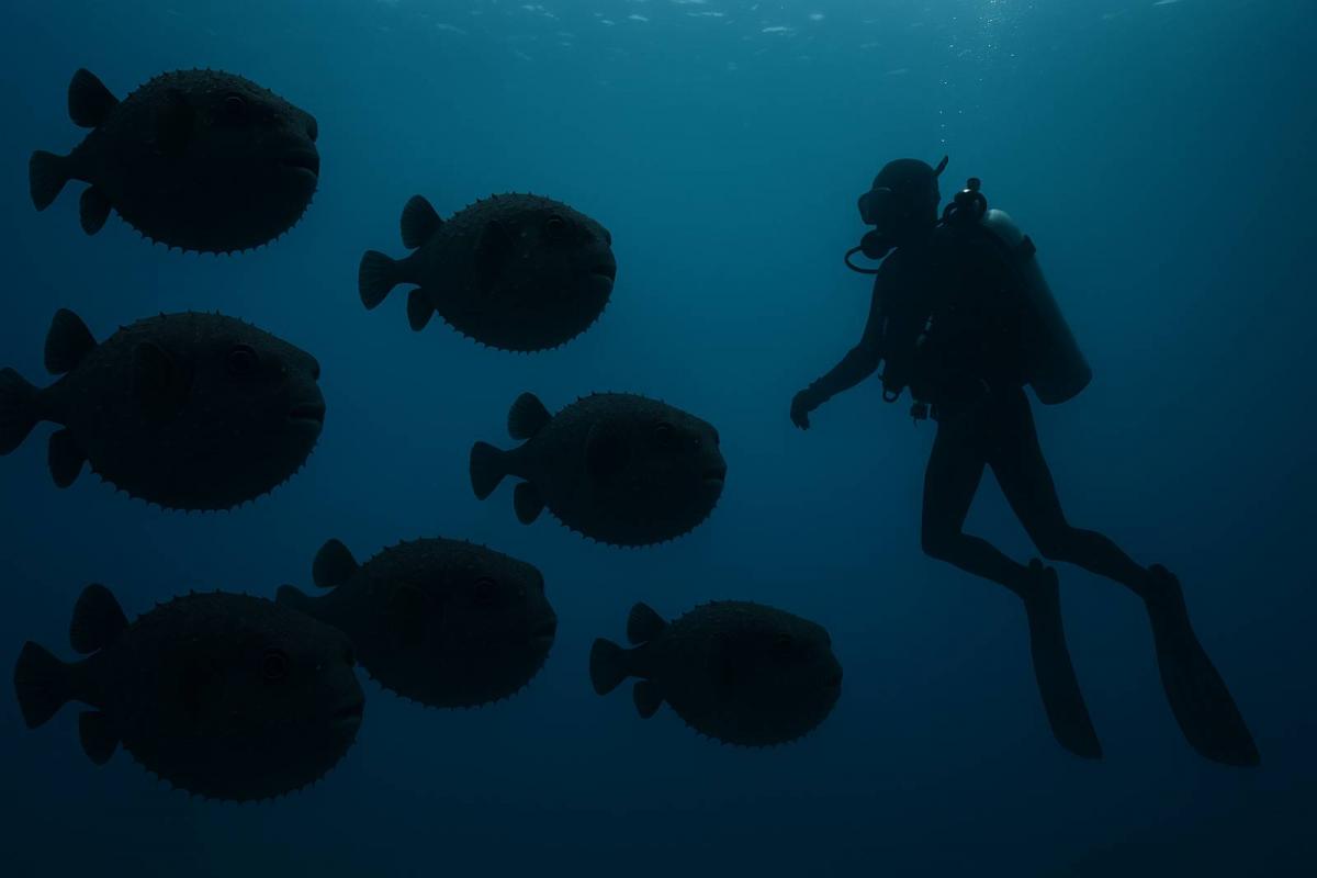 Imagen creada con IA de peces globos.