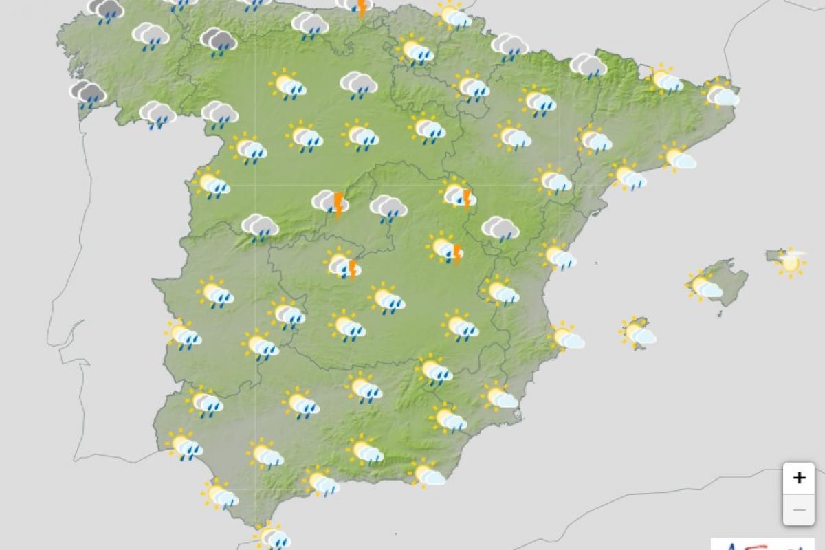 Mapa de previsión de AEMET para este fin de semana
