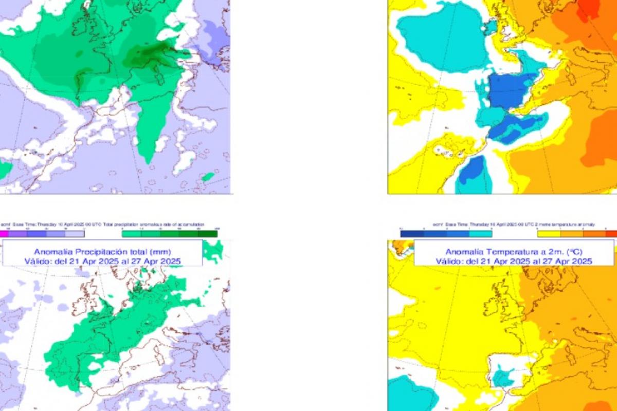Mapa de previsión de AEMET para las próximas semanas
