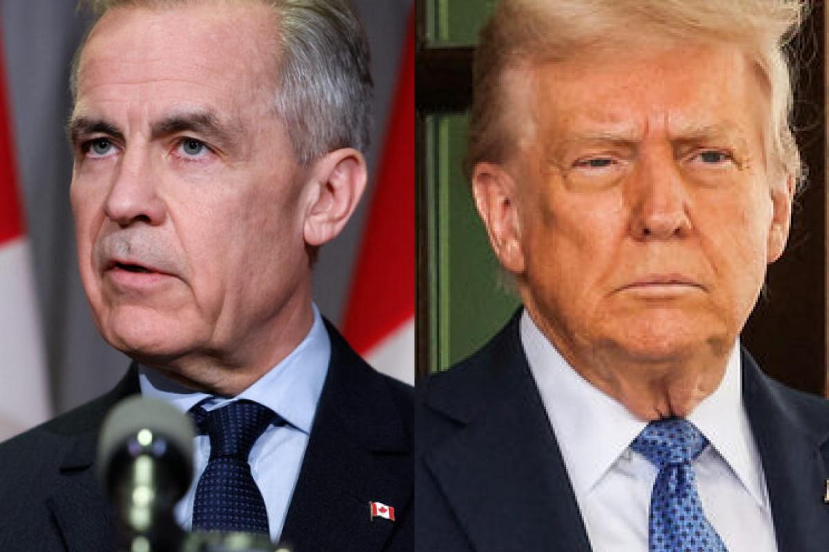 El primer ministro canadiense en funciones, Mark Carney; y el mandatario estadounidense, Donald Trump; en sendas imágenes de archivo.