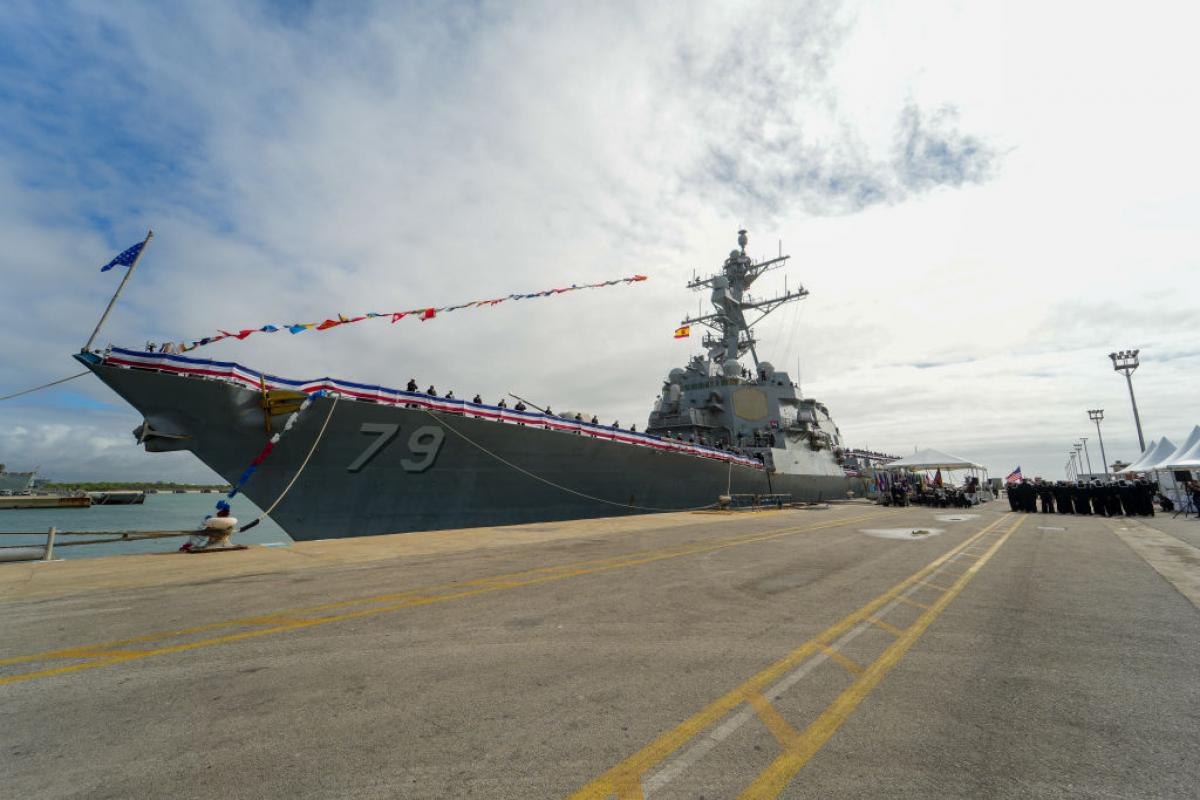 Imagen de archivo del 'USS Oscar Austin' en el puerto de la Base Naval de Rota, (Cádiz, Andalucía).