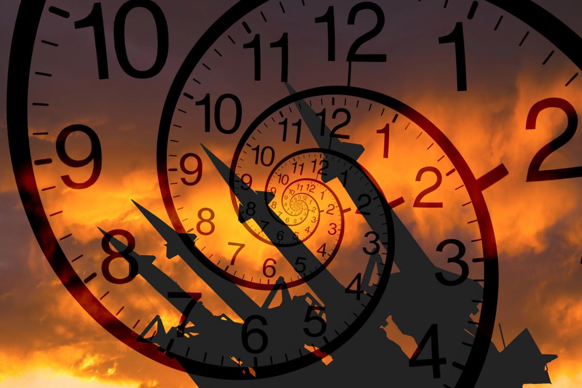 Ilustración del 'reloj del apocalipsis' y la amenaza de las armas nucleares.