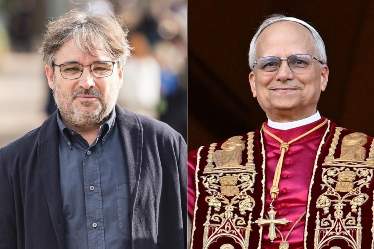 Fotomontaje de Jordi Évole y el papa León XIV.