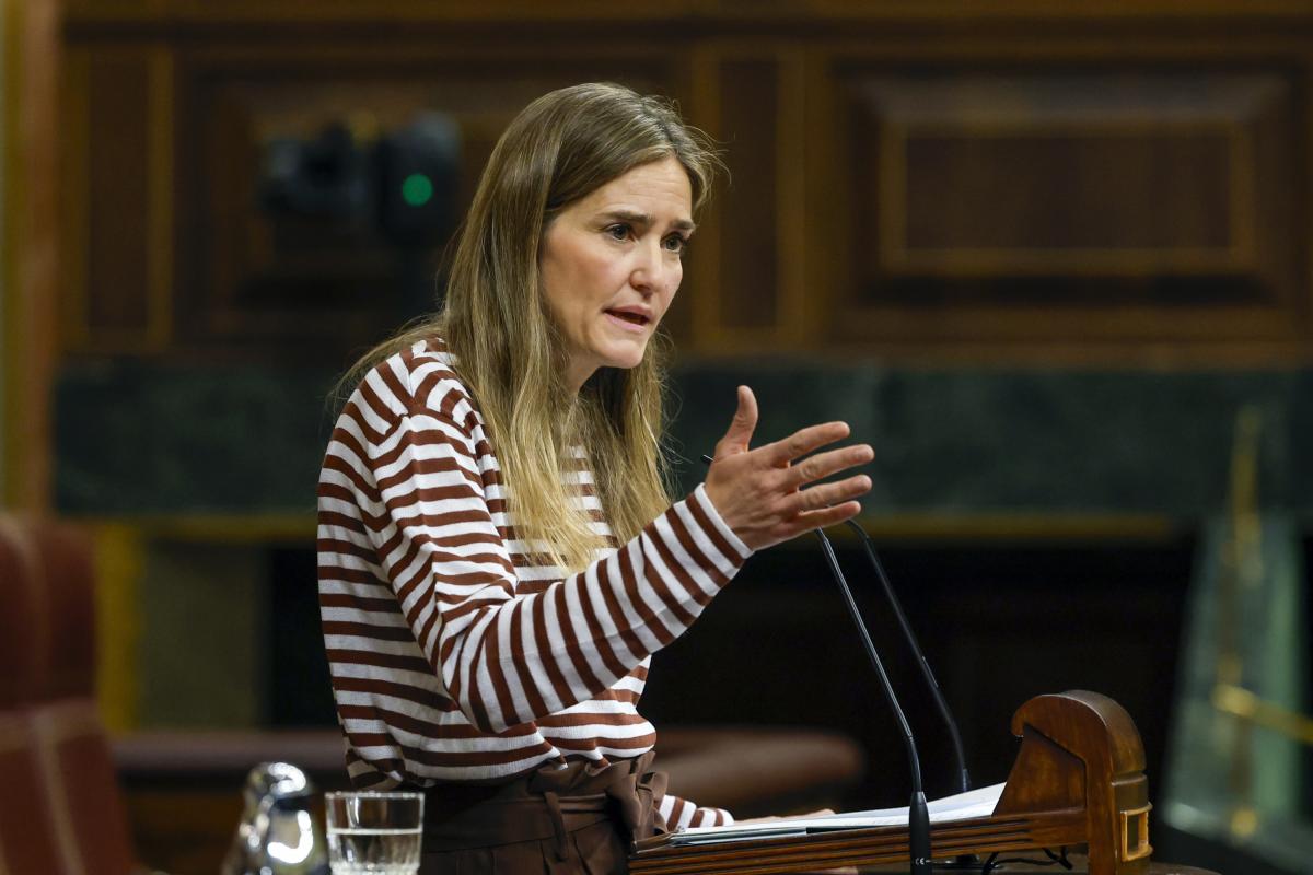 La vicepresidenta tercera y ministra para la Transición Ecológica y el Reto Demográfico Sara Aaegesen, durante su comparecencia en el Congreso sobre el 'cero energético'. interviene durante el pleno celebrado este miércoles en el Congreso de los diputados.