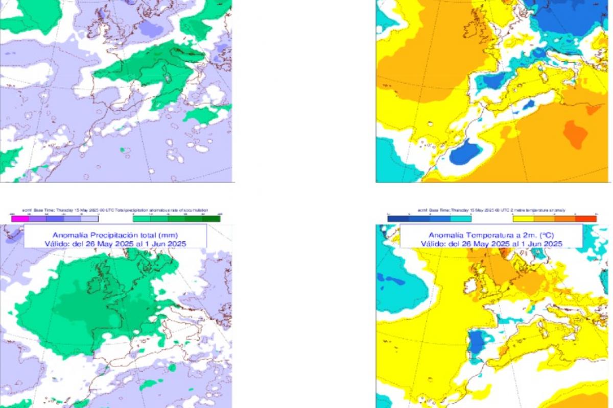 Mapas de previsión de AEMET para las dos próximas semanas