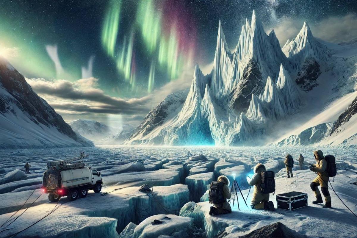 Recreación de una montaña en la Antártida