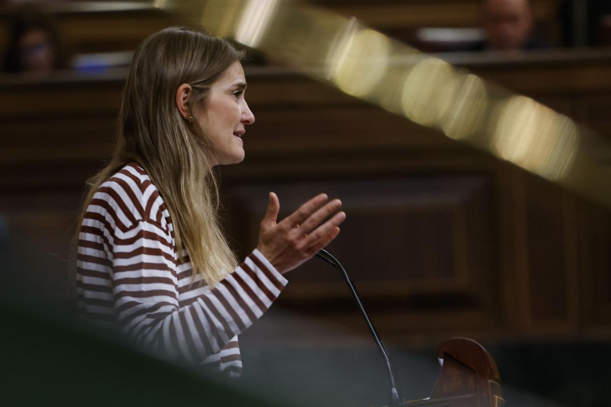 La vicepresidenta tercera del Gobierno, Sara Aagesen, interviene durante el pleno en el Congreso.
