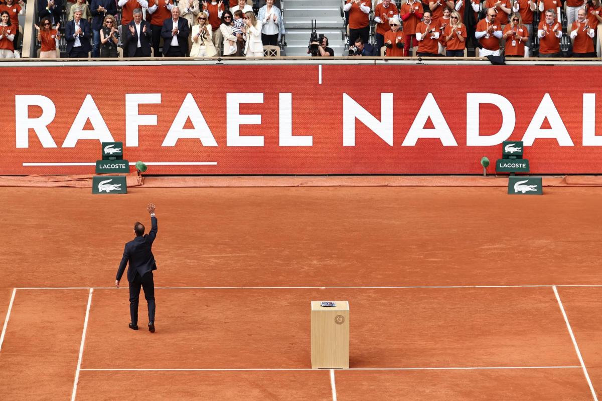 El tenista español, Rafael Nadal, durante su homenaje en Roland Garros.