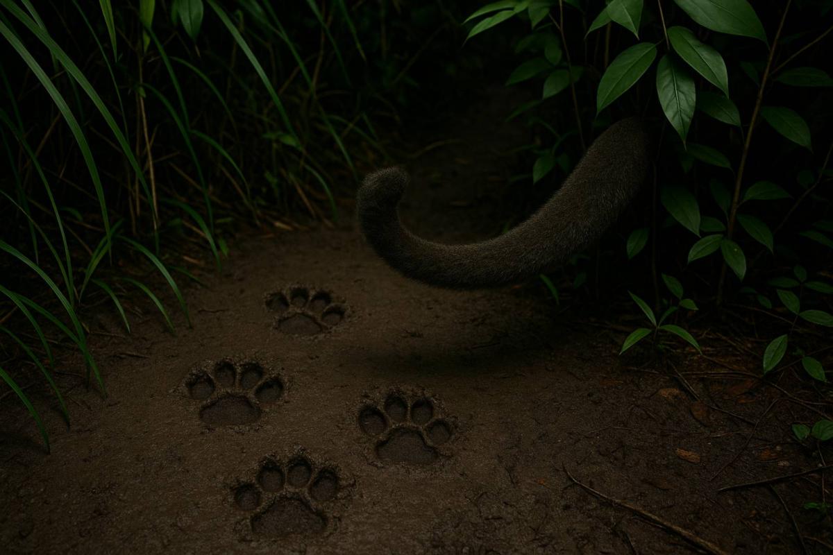 Recreación de las huellas de un jaguarundi