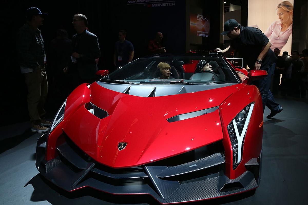 Un Lamborghini Veneno, en un Salón del Automóvil en Las Vegas