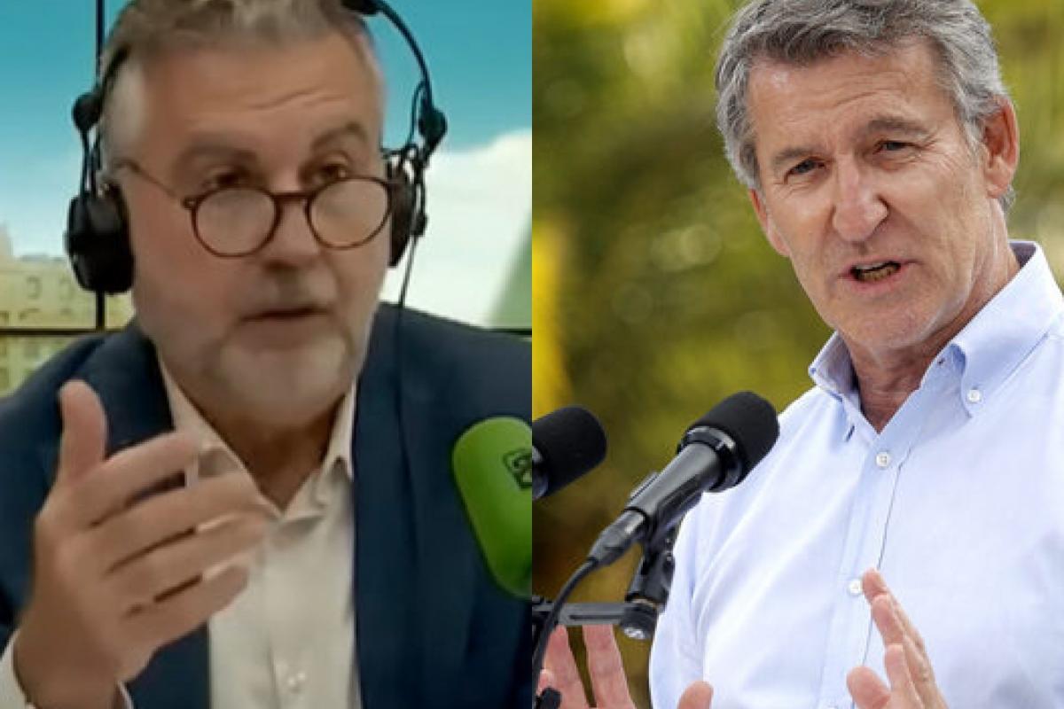 Combo de imágenes con el director de 'Más de uno' en Onda Cero, Carlos Alsina, y el presidente nacional del PP, Alberto Núñez Feijóo.