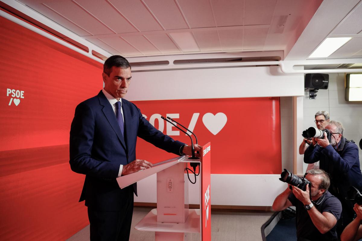 El presidente del Gobierno y líder del PSOE, Pedro Sánchez, este jueves en Ferraz.