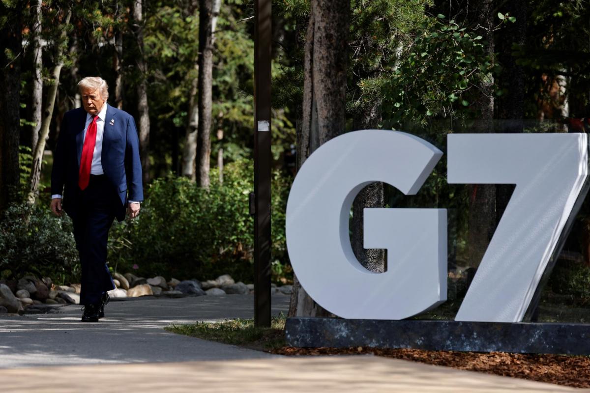 El presidente de EEUU, Donald Trump, a su llegada a la cumbre del G7 en Canadá.