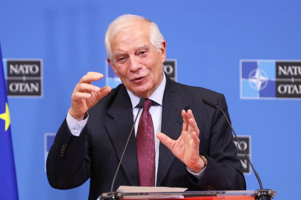 Josep Borrell, en una intervención tras una reunión en la sede de la OTAN en 2023