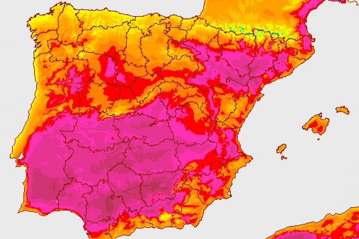 Mapa de temperaturas máximas del viernes 27 de junio de 2025
