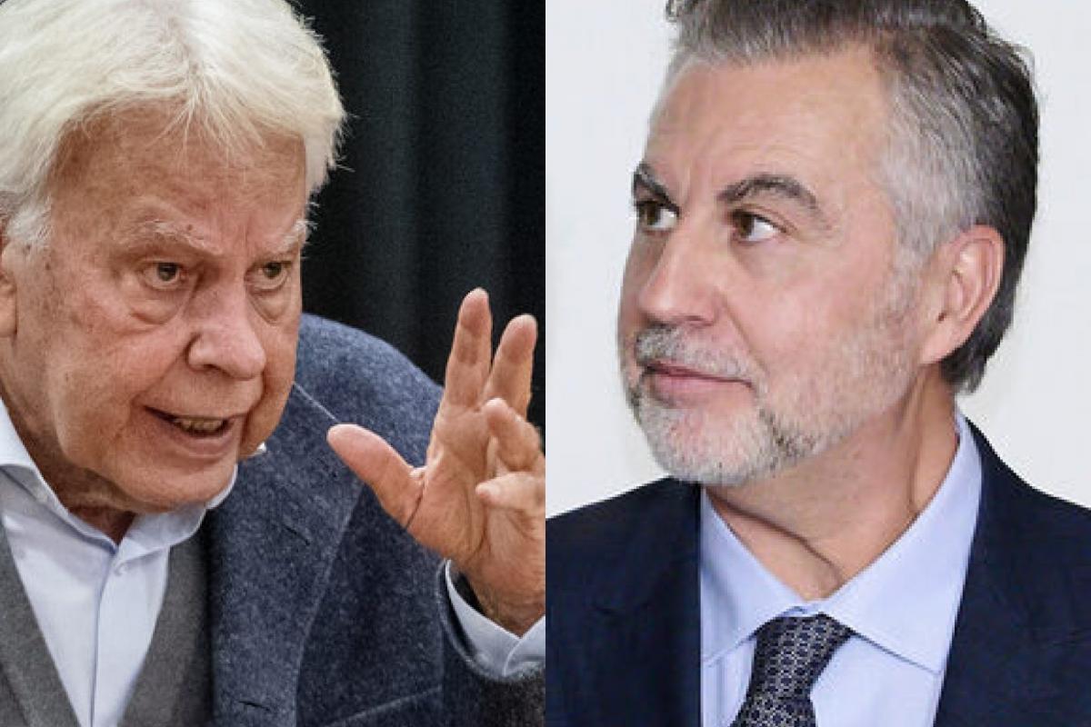 El expresidente del Gobierno Felipe González y el director de 'Más de uno' en Onda Cero, Carlos Alsina; en sendas imágenes de archivo.