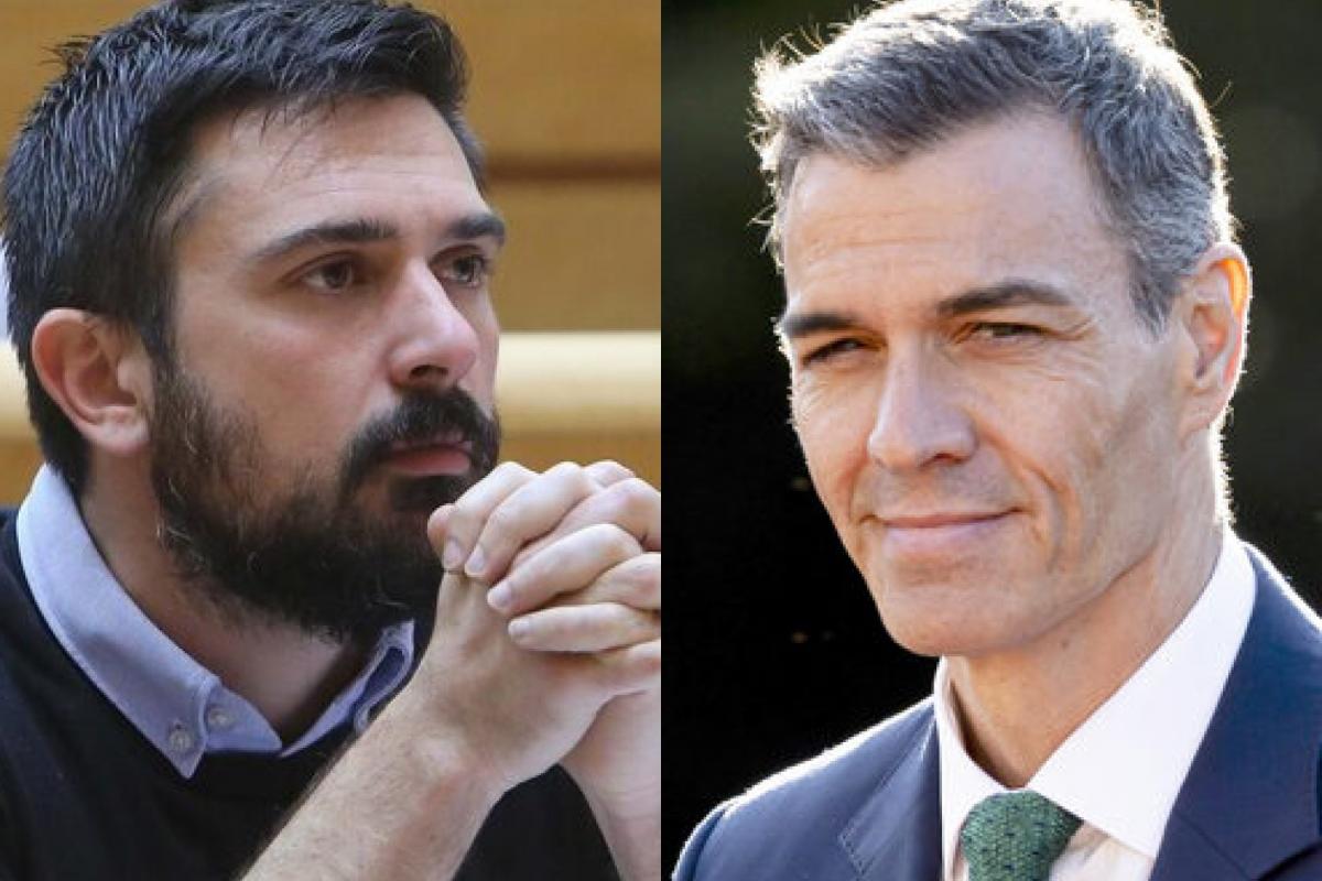 El exsenador y exintegrante de Podemos Ramón Espinar, y el presidente del Gobierno, Pedro Sánchez; en sendas imágenes de archivo.