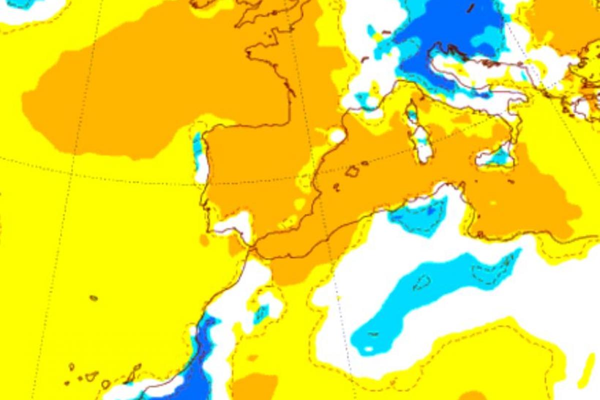 Mapa de anomalías de temperaturas del 7 al 13 de julio de 2025