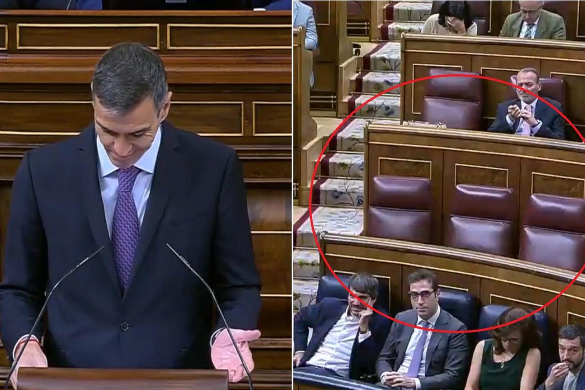 Fotomontaje de Pedro Sánchez en el Congreso y el escaño de Santiago Abascal