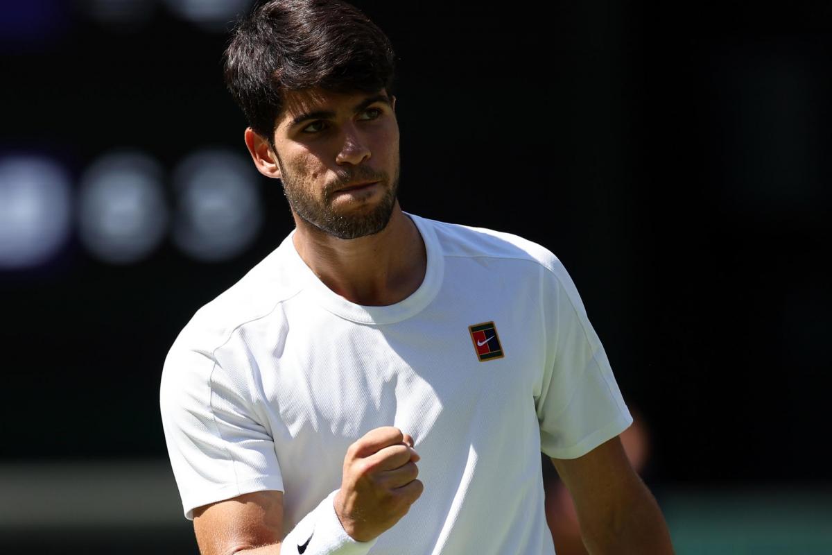 Carlos Alcaraz este viernes en la final de Wimbledon (Londres).