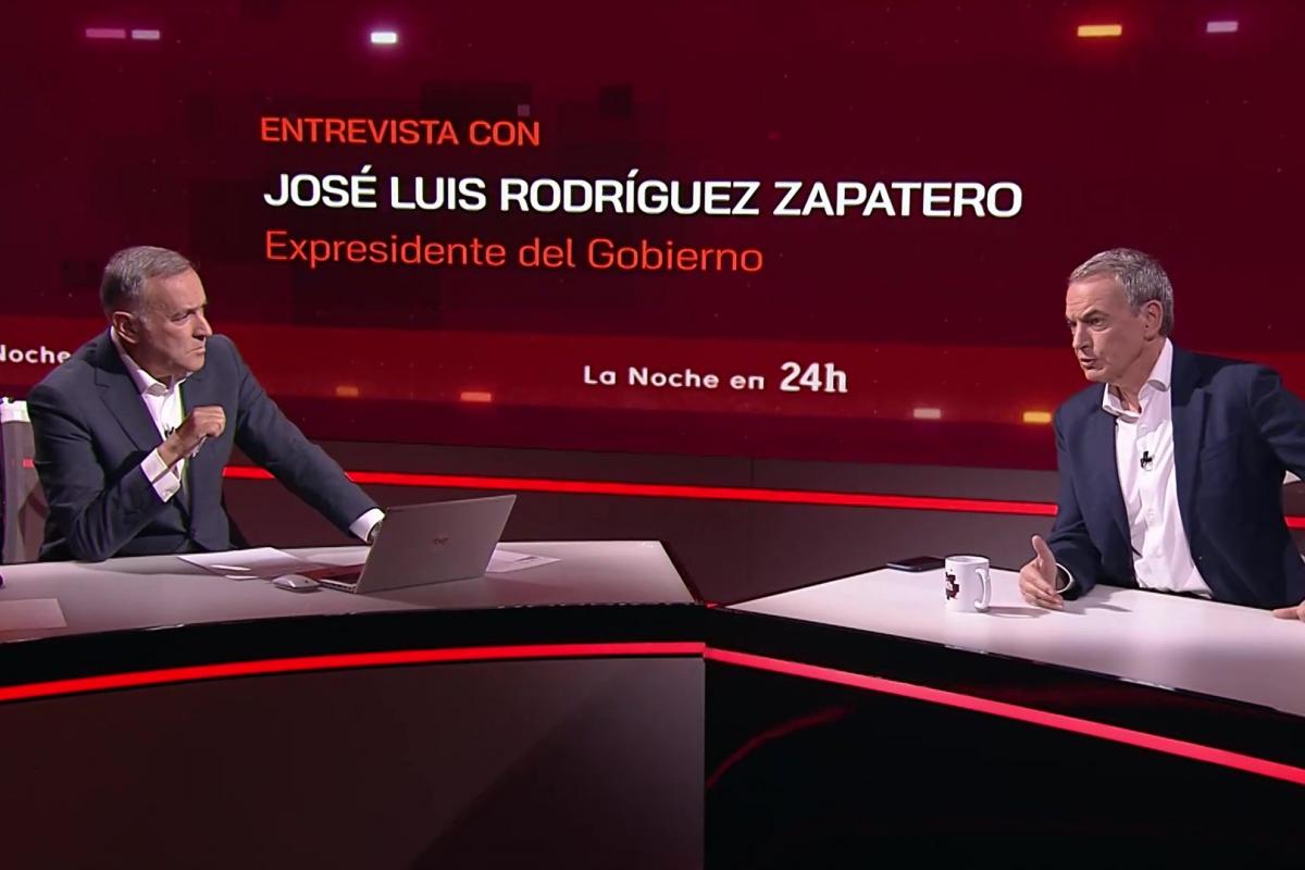 El expresidente José Luis Rodríguez Zapatero, en La Noche en 24 horas.
