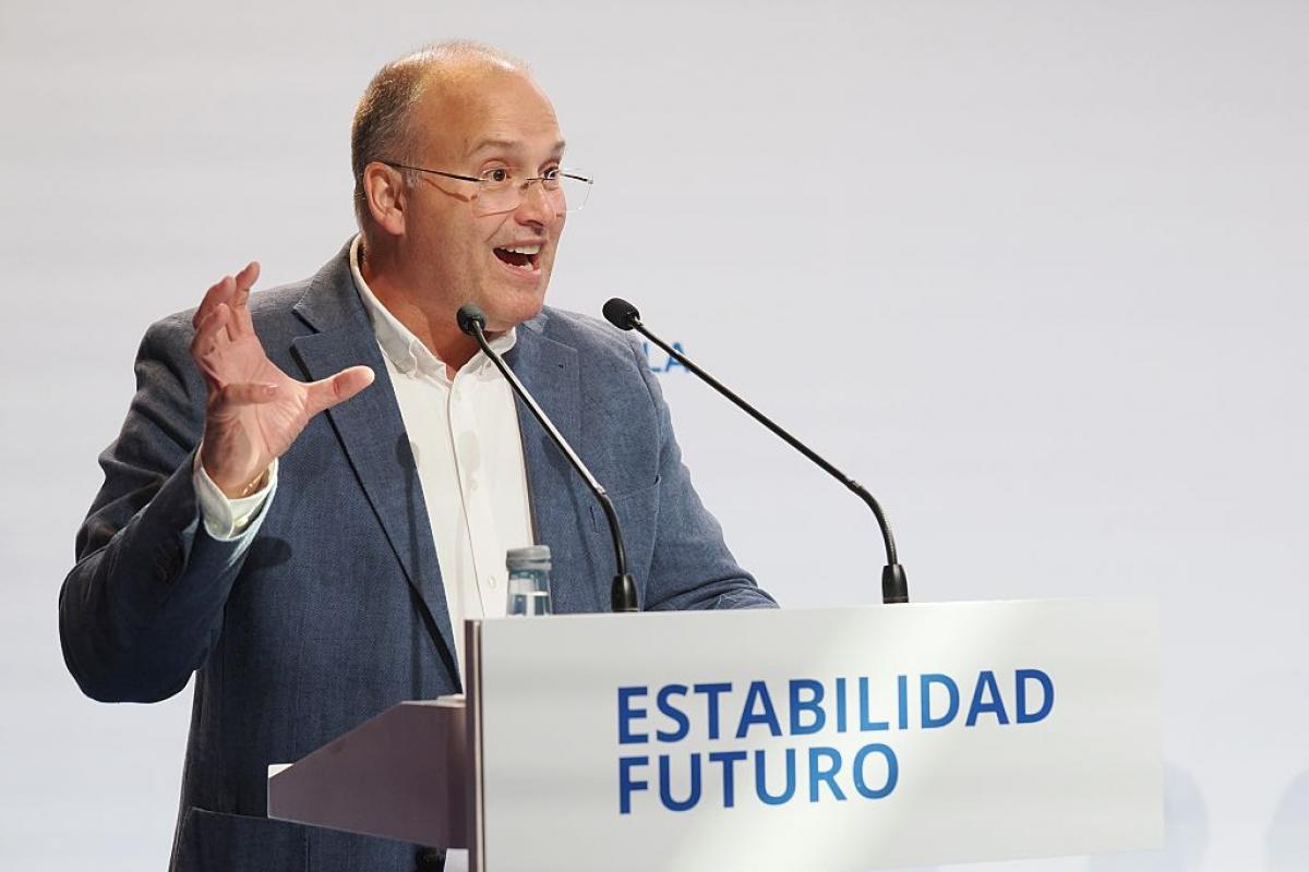 Miguel Tellado, este lunes en el acto del PP de Castilla y León