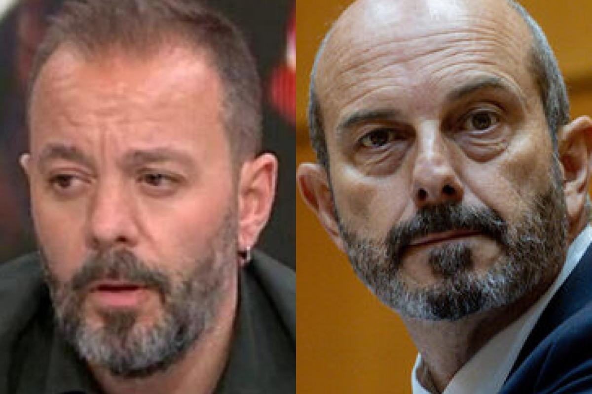 El periodista y escritor Antonio Maestre y el presidente del Senado, Pedro Rollán (PP); en sendas imágenes de archivo.