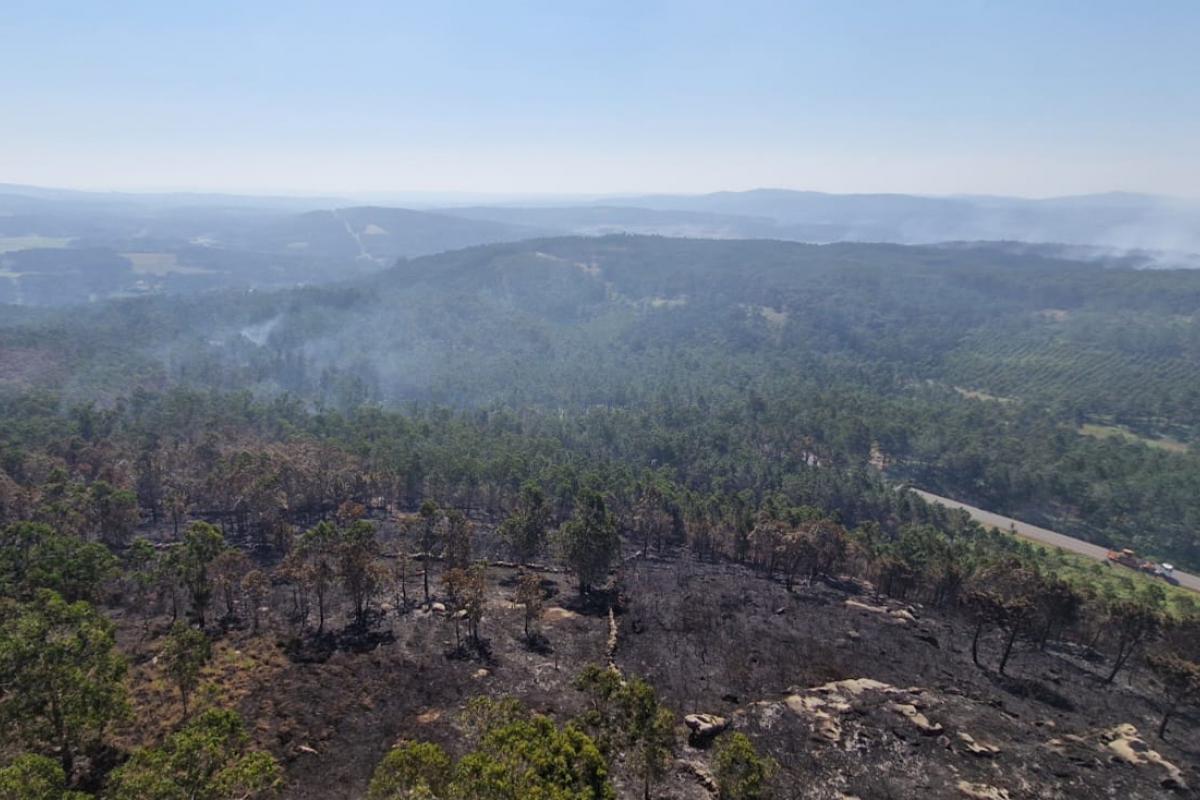 Vista de parte del área quemada en Ponteceso, Galicia.