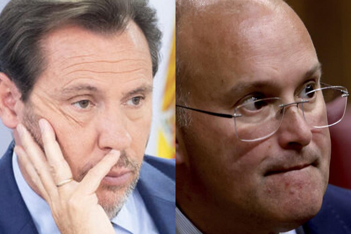 El ministro de Transportes y Movilidad, Óscar Puente, y el secretario general del PP, Miguel Tellado; en sendas imágenes de archivo, respectivamente.