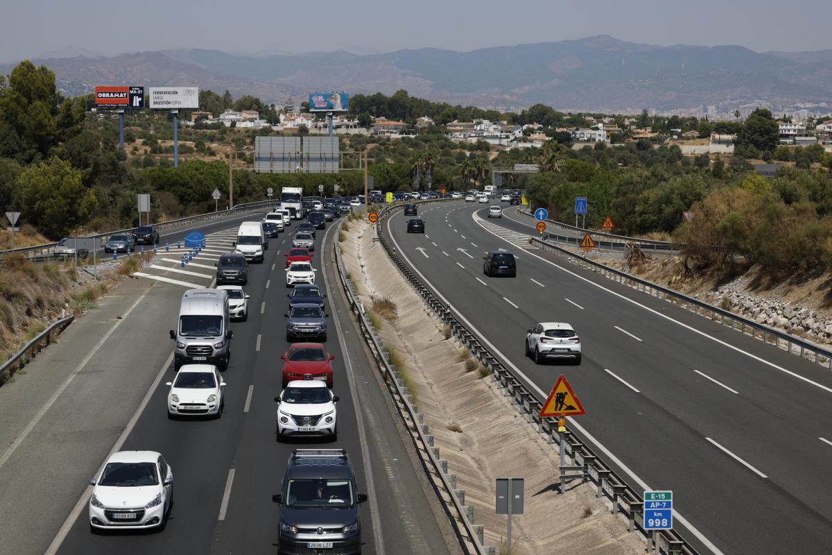 Imagen de la autovía A-7 a la salida de Málaga dirección Torremolinos, este jueves.