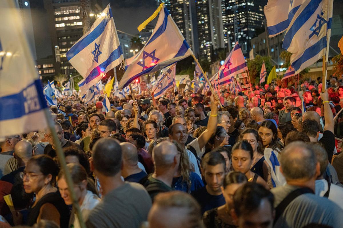 Imagen de la manifestación en Tel Aviv para pedir la liberación de los rehenes israelís en Gaza.